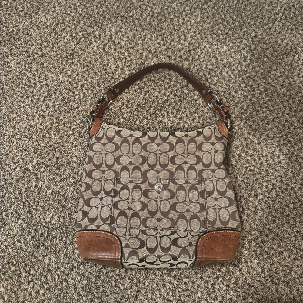 Coach Brown and Tan Shoulder Bag
